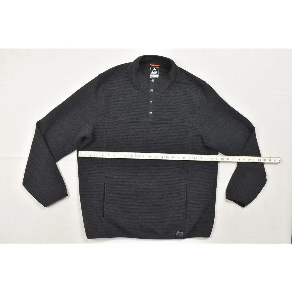 Gerry Mens XXL Black Ribbed Textured Quarter Snap Pullover Sweater Pockets 13521